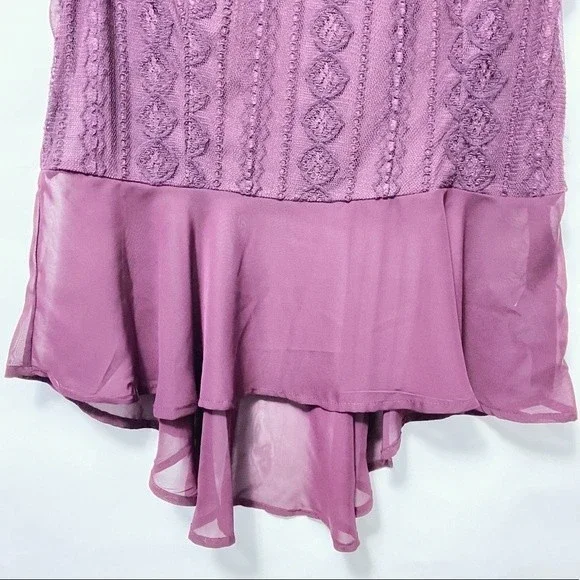 Mossimo Plum Chiffon Lace Sheer Blouse Tank - Picture 2 of 8